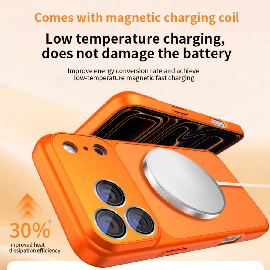 Stoßfeste MagSafe Schutzhülle für iPhone 17 Pro Max, 16, 15, 14, 13 mit magnetischer drahtloser Ladefunktion in Blau und Orange - Bild 4
