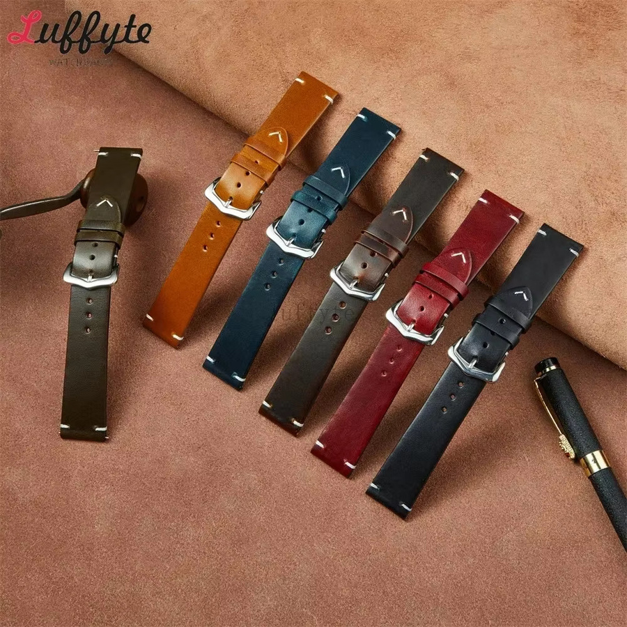 luffyte Uhrenarmband Echtleder, Ölwachs, Vintage, Unisex - Bild 1