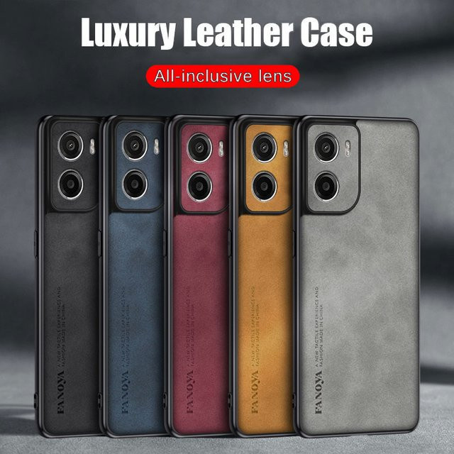 Schutzhülle aus Lammfell-Leder für Motorola Moto G06, Moto G56 und G86 in Grau mit Stoßfestigkeit und Objektivschutz - Bild 1
