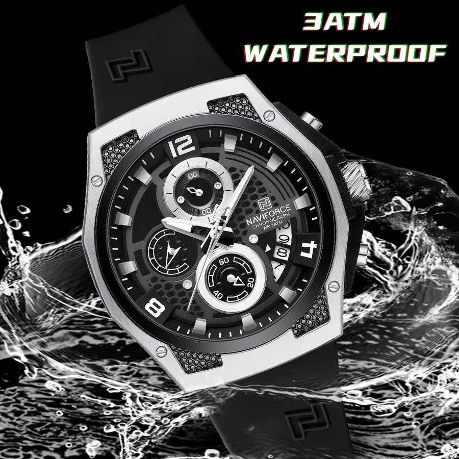 NAVIFORCE Armbanduhr, Quarz, Silikonarmband, Schwarz, Herren - Bild 4