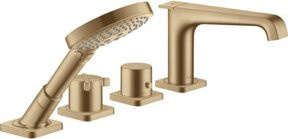Hansgrohe Axor Citterio E Duschset für Badewanne mit Thermostat und Fliesenarmatur in Brushed Bronze - Bild 1