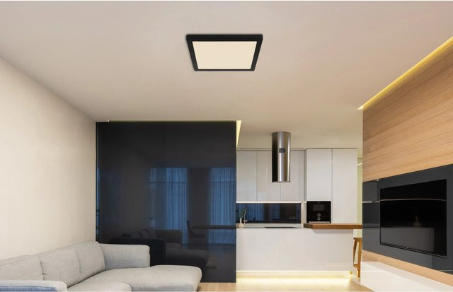 Globo LED-Deckenleuchte Lasse quadratisch Schwarz Matt B/T/H: 29,1 x 29,1 x 1,7 cm - Bild 1