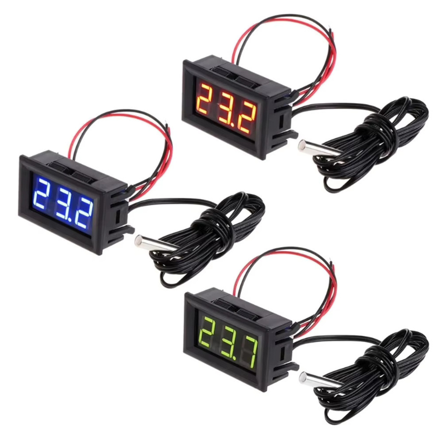 ALLOET LED Digital-Thermometer mit 0,56 Zoll Display und Temperatursensor, DC 5-12V, Schwarz oder Blau - Bild 2