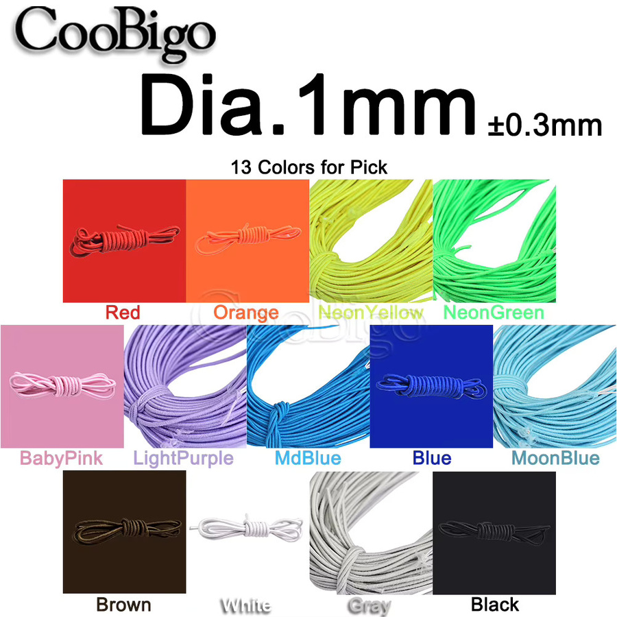 Elastisches Bungee Shock Cord Gummiseil als Schnürsenkel und Nähzubehör, 5 Meter Länge, Farben: Blau und Mehrfarbig, Durchmesser: 1 mm, 2 mm oder 3 mm - Bild 2