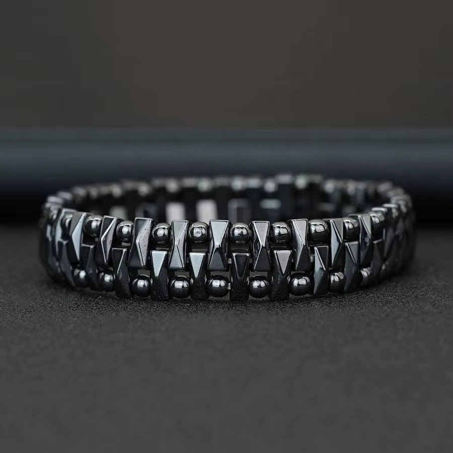 Noter Armband, Hämatit, Perle, Schwarz, Herren, Punk - Bild 3