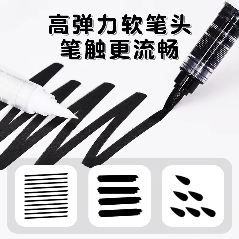 Guangna 710 Liquid Soft Head Marker Set mit schwarzem und weißem Highlight-Stift für DIY Art und Brush Lettering - Bild 3