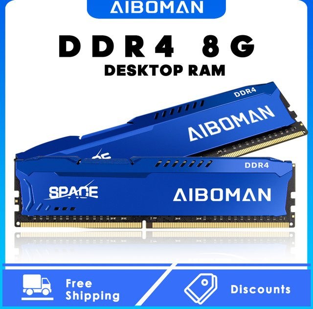 AIBOMAN DDR4 Gaming-RAM 8 GB mit Kühlkörper in Blau, 3200 MHz und 2666 MHz für Desktop-PCs - Bild 1