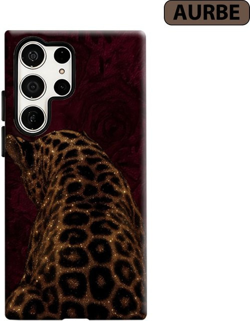 Aurbe Handyhülle mit Leoparden-Design und vergoldeter Doppelschicht-Folie für Samsung Galaxy S26 S25 S24 S23 Ultra Plus in Gold und Multicolour - Bild 1