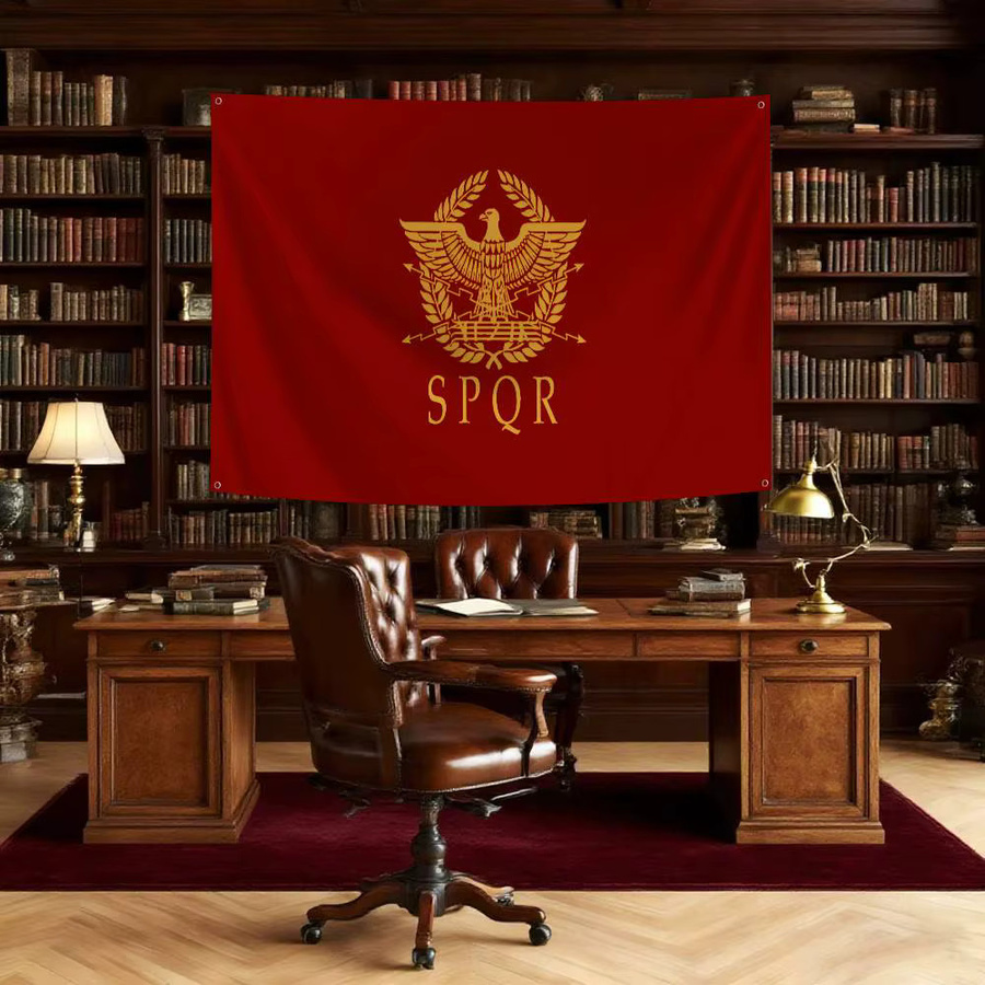 R-Roman E-Empire Flagge als dekoratives Banner in Rot, Rechteckig, B/H: 70 x 50 cm - Bild 2