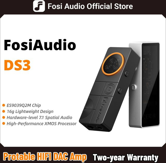 Fosi Audio Tragbarer HIFI-Kopfhörerverstärker DAC mit XMOS XU316, DSD512 Unterstützung, 4,4mm Balanced und 3,5mm Klinke, Schwarz - Bild 1