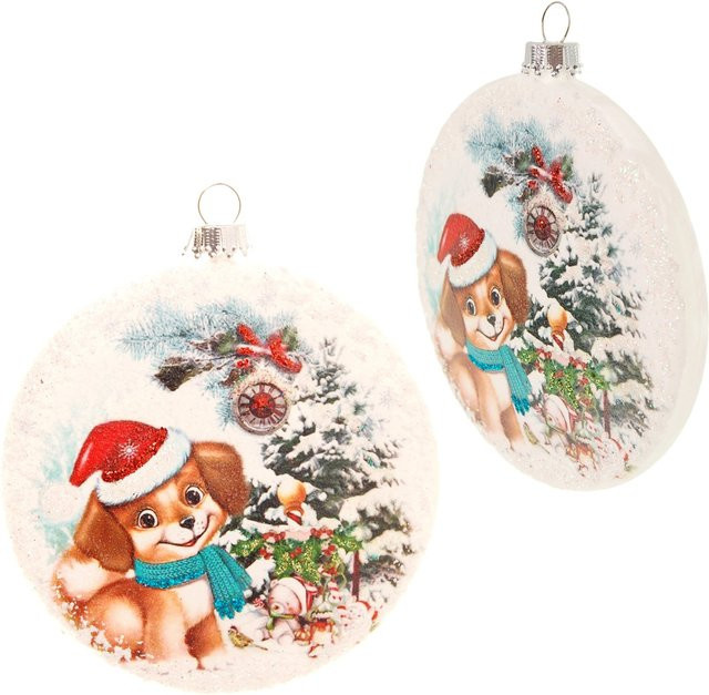Krebs Glas Lauscha Weihnachtsornament Hund als Glas-Anhänger, Durchmesser: 10 cm - Bild 1