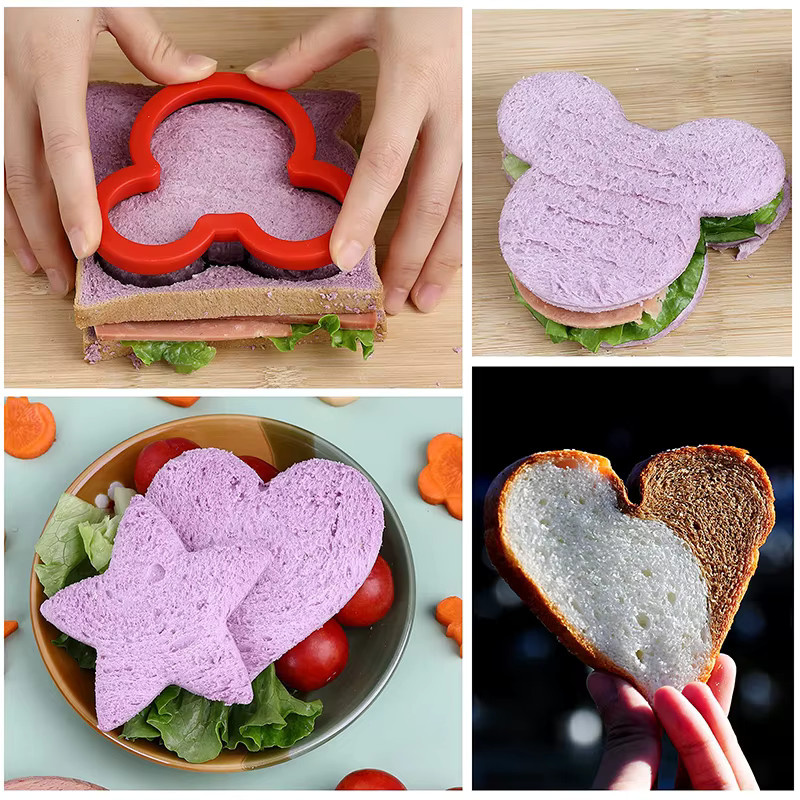 28-teiliges Sandwich-Schneider Set für Kinder mit Ausstechformen für Brot, Kekse, Obst und Gemüse in Pink und Multicolour - Bild 3