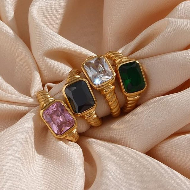 Erpels Ring, mehrfarbige Kristall, vergoldet - Bild 1