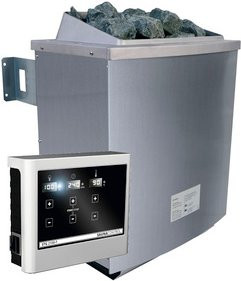 Wolff Finnhaus Elektrischer Saunaofen mit externer Steuerung, 9 kW, Silber
