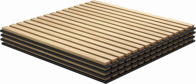 HOMCOM Akustikpaneele 3D Wandverkleidung Eiche, 4 Stück, B/H: 60 x 60 cm - Bild 1