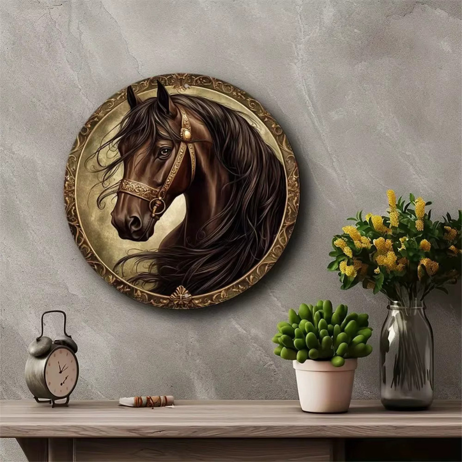 CIFBUY Vintage Pferde Metall-Wandkunst mit Goldakzenten, B/H: 20 x 20 cm - Bild 4