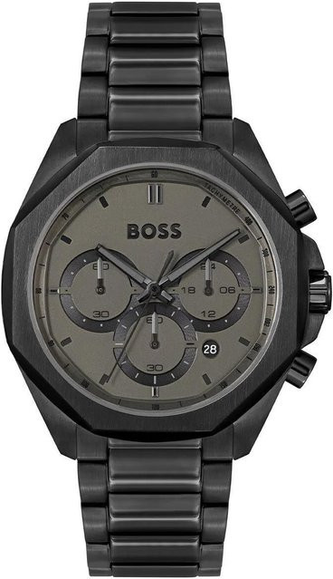 Hugo Boss Chronograph, Quarz, Edelstahl, 42,8 mm, Herren, Schwarz - Bild 1
