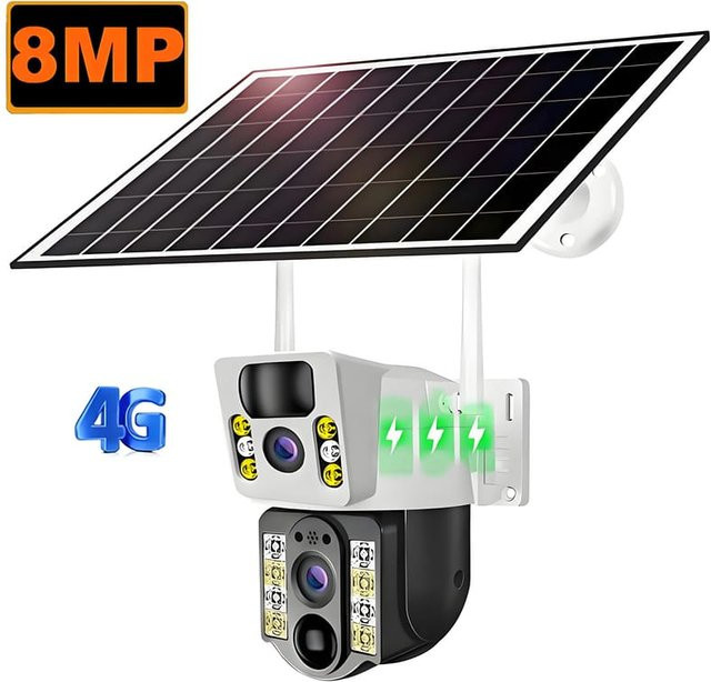 Vstarcam 4K 8MP Solar Kamera mit Dual Screen, 4G Sim und Wifi, wasserdichte Outdoor Überwachungskamera in Weiß - Bild 1
