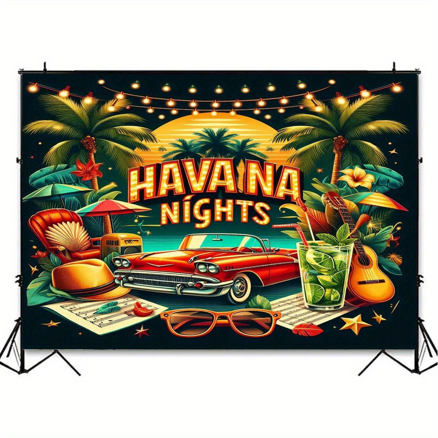Wandteppich Havanna-Nächte mit Oldtimer und Mojito von JMG Household Supplies, Mehrfarbig, B: 100 cm, H: 150 cm - Bild 4