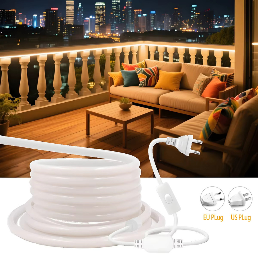 CHNAITEKE COB-LED-Streifen Wandleuchte Set, Warmweiß, Wasserdichtes Silikon-Lichtband für Garten und Zuhause - Bild 2