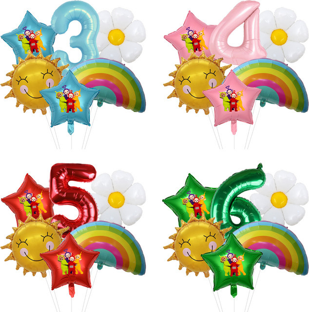 Bandai Teletubbies Foto-Szenen-Ballon-Set, Folienfiguren-Ballons, Latex-Globos, Kleinkind-Geburtstag Foto-Deko-Kit - Bild 1