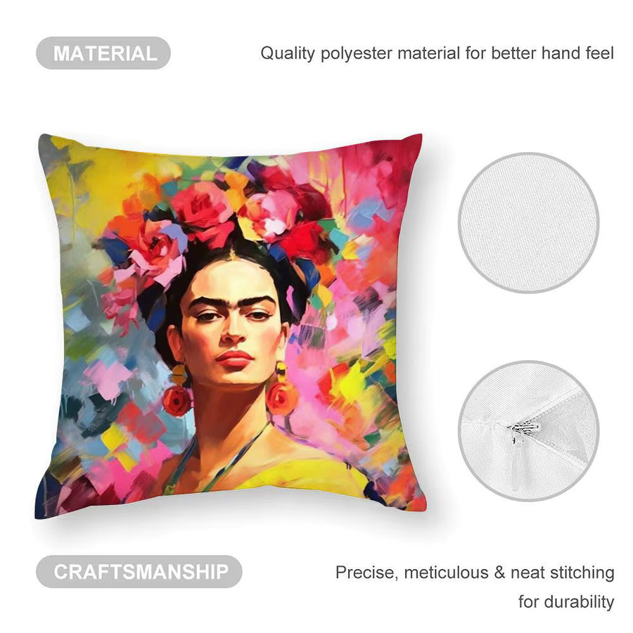 F-Fridas Painting Art Kissenbezug aus weichem Plüschstoff in Multicolor mit doppelseitigem Druck - Bild 5