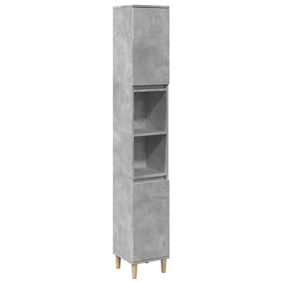 vidaXL Badschrank Betongrau aus Holzwerkstoff und Eukalyptus, B/T/H: 30 x 30 x 190 cm - Bild 2