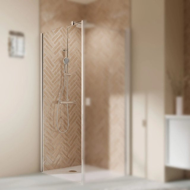 Breuer Seitenwand Elana 2.0 mit eckigen Profilen aus Glas in Silber Alu-Chrom DIN Links, Breite: 80 cm - Bild 1