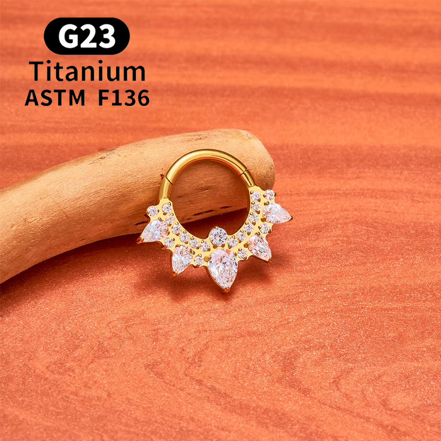 UHERA Nasenring Titan, Zirkonia, Gold, Unisex - Bild 2