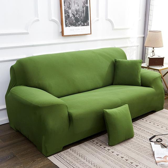 Housmife Elastischer Sofabezug in Grün für 1-Sitzer, Stretch-Couchbezug aus Polyester-Elasthan, Breite: 90-140 cm - Bild 1