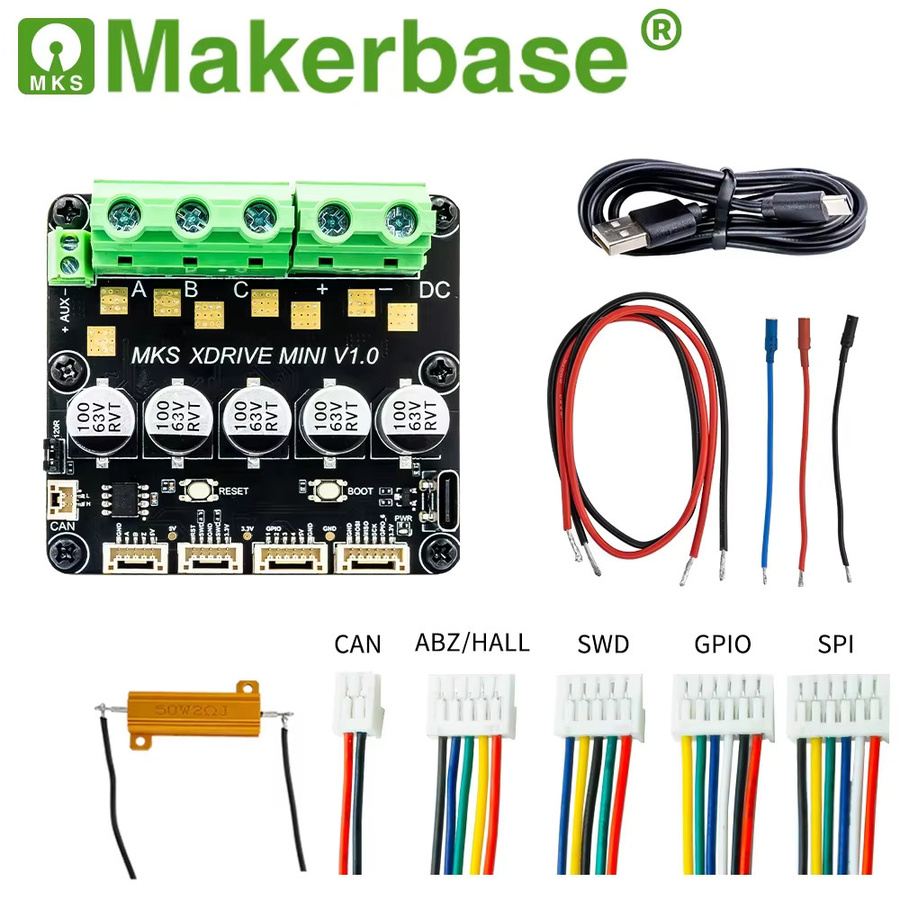 Makerbase MKS XRIVE MINI Hochpräziser bürstenloser Servomotor-Controller basierend auf ODrv V3.6 mit integriertem AS5047P, Schwarz - Bild 3