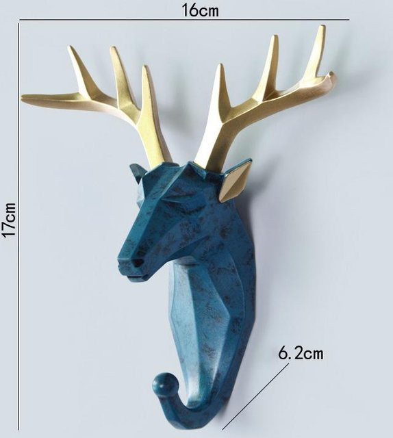 Yiran Furniture Nordischer Hirsch Wandbehang Kleiderhaken aus Kunststoff, Mehrfarbig, B/H/T: 17,0 x 16,0 x 6,2 cm - Bild 1
