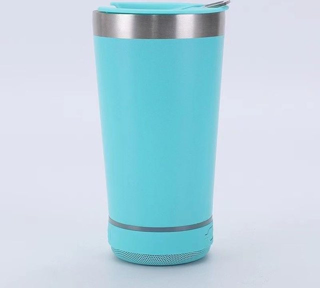 Aura Living Tragbarer Musikbecher aus Edelstahl mit kabellosem Bluetooth-Lautsprecher, Himmelblau, 401-500ml - Bild 1