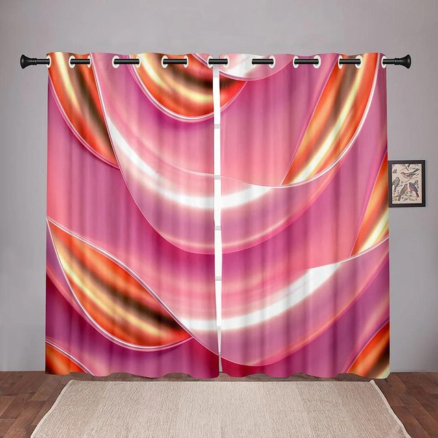 Yiran Furniture Verdunkelungsvorhang mit abstraktem Wellenmuster in Pink, B: 55 cm, H: 120 cm - Bild 1