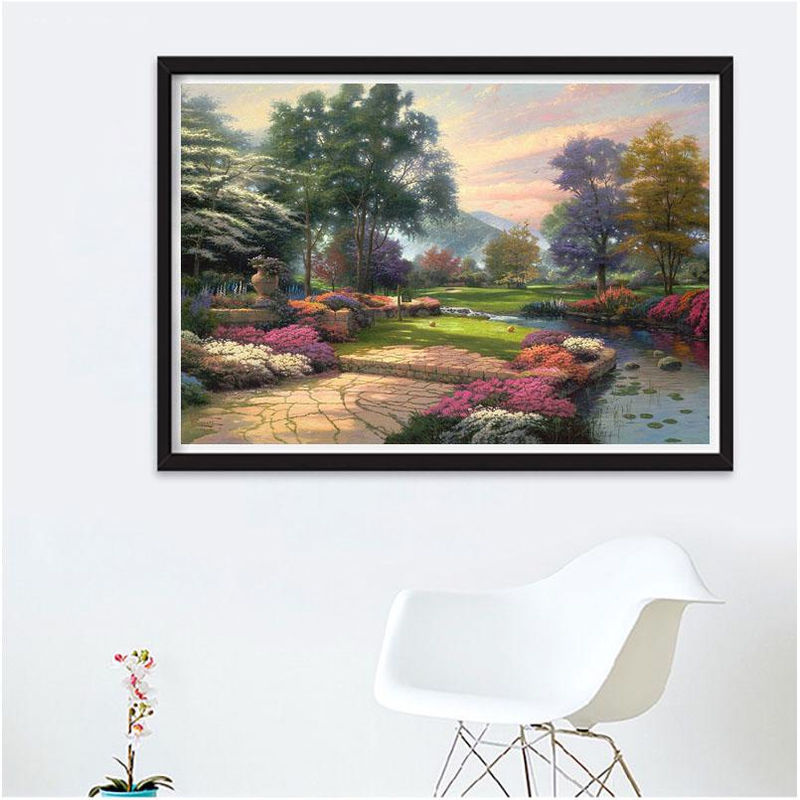 FIYO Diamantstickerei Traumhaus Leinwandmalerei Modern Mehrfarbig B: 30 cm, H: 20 cm - Bild 2