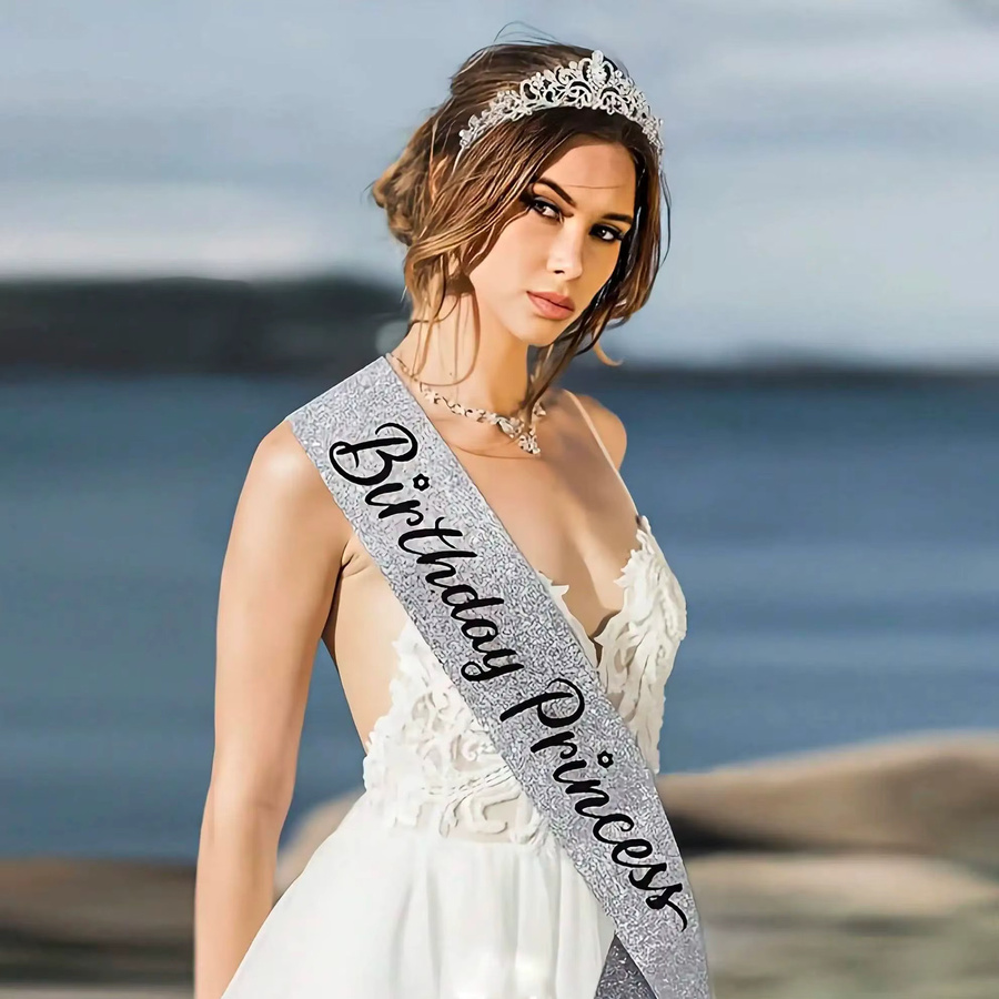 Tiara Prinzessin Gürtel, Roségold, Kristall, Pailletten, Damen - Bild 2