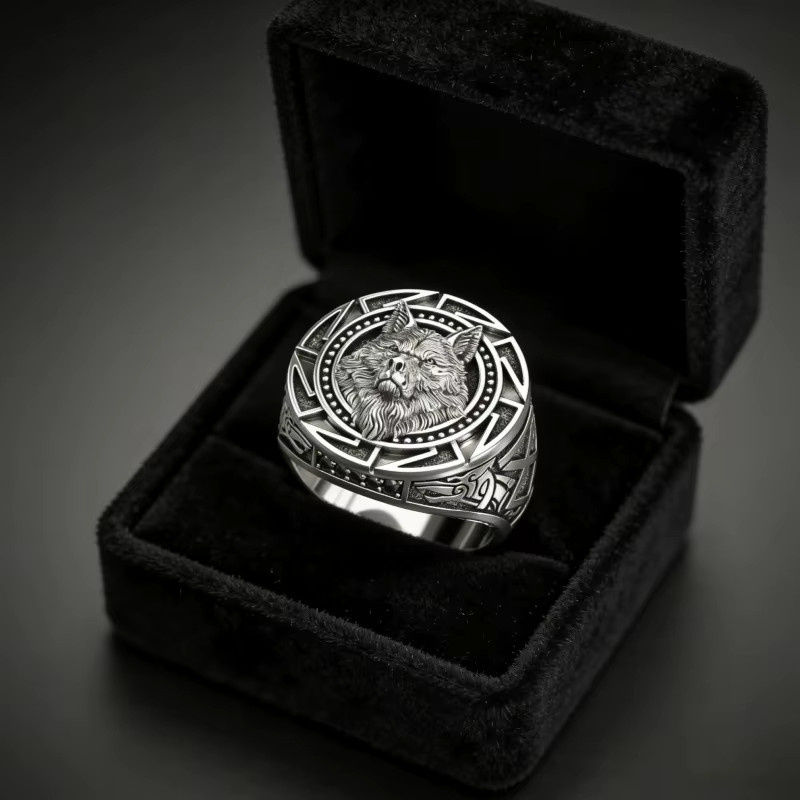 Andara Ring, 925 Silber, Wolfskopf, Herren - Bild 2