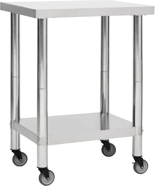 DELUKE Edelstahl Arbeitstisch BEWO mit Rollen, Silber, B/T/H: 80 x 45 x 85 cm - Bild 1