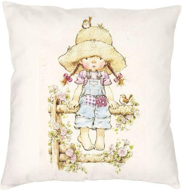 Personalisierter Sarah Kay Kissenbezug mit 3D Cartoon Animation Design, doppelseitiger Druck, Farbe: Weiß, B/T/H: 18 x 18 x 18 cm - Bild 1