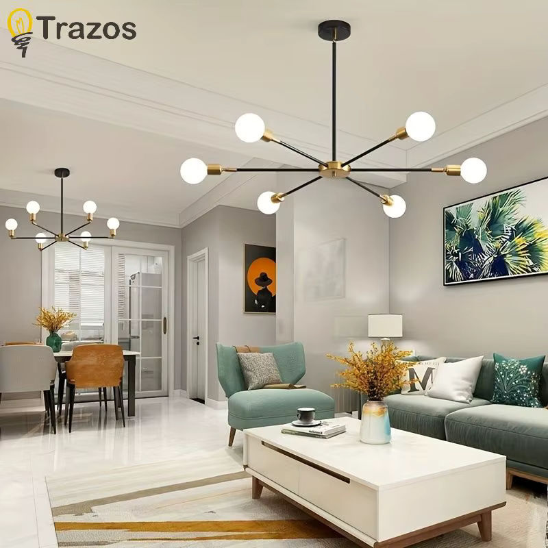 TRAZOS Vintage Eisen-Deckenleuchte im amerikanischen Stil für Wohnzimmer, Bar und Restaurant, Schwarz - Bild 2