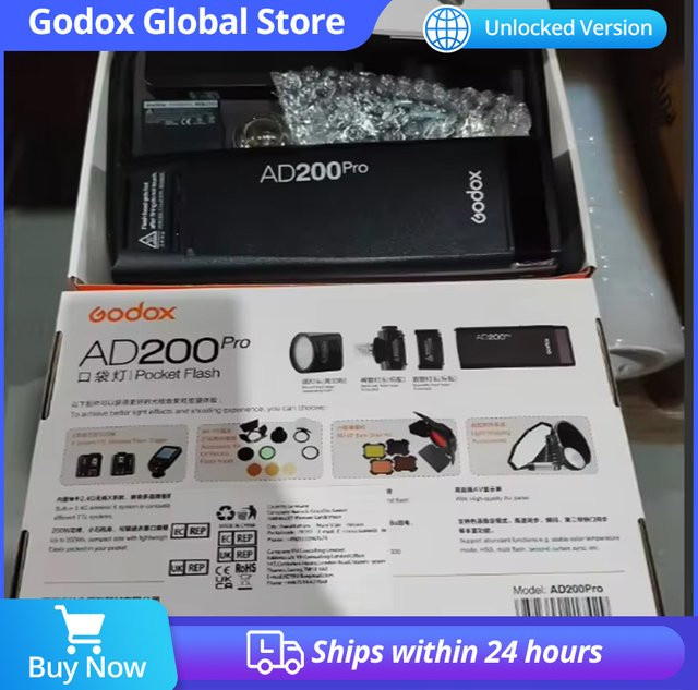 Godox AD200Pro Outdoor-Blitzlicht in Schwarz mit 200Ws, TTL, 2.4G, HSS und 2900mAh Akku - Bild 1