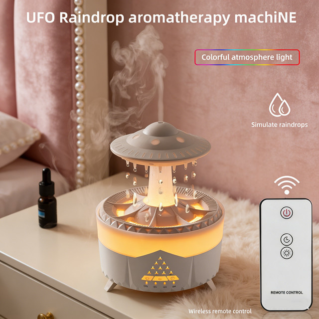 JFBONIN UFO Aroma-Diffusor und Luftbefeuchter mit Wassernebelring in Weiß - Bild 1