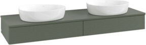 V&B Waschtischunterschrank Antao mit Frontstruktur und Beleuchtung in Grau, B: 160 cm, T: 50 cm - Bild 1