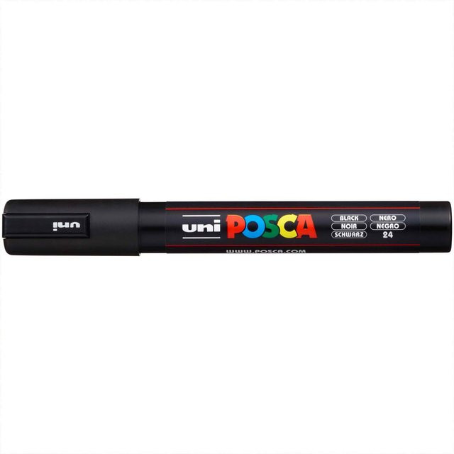uni POSCA Marker PC-5M Permanent Marker mit Pigmentfarbe in Schwarz (Strichbreite 1,8-2,5 mm) - Bild 1