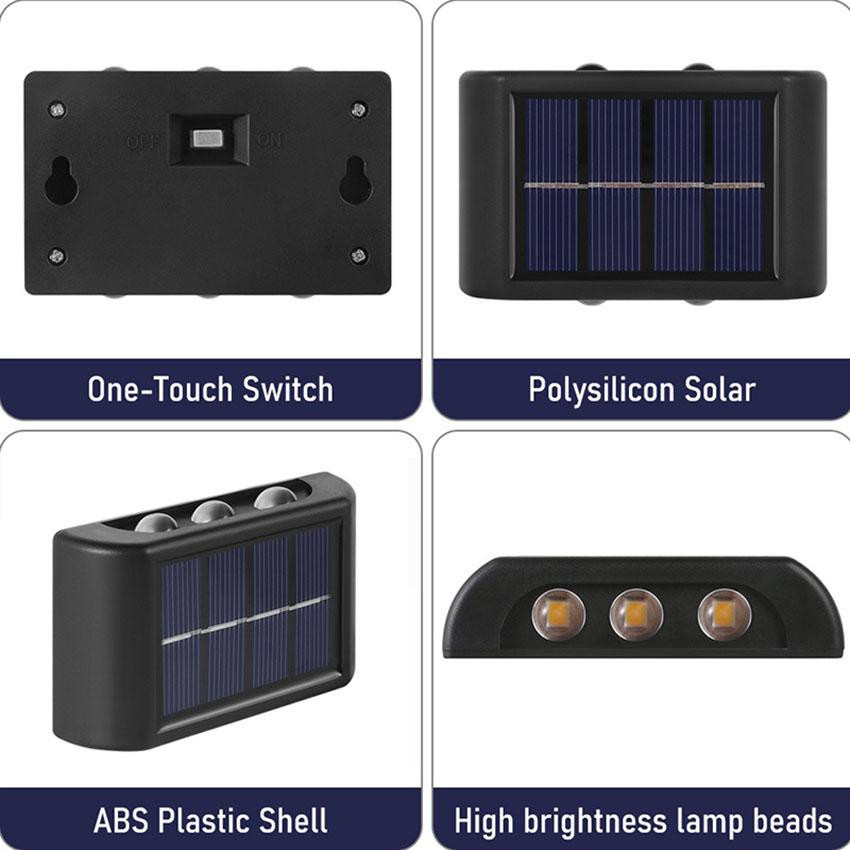 SHIJIN Light LED Solar-Wandleuchte für den Außenbereich in Schwarz mit warmweißem Licht und Up-and-Down-Beleuchtung - Bild 7