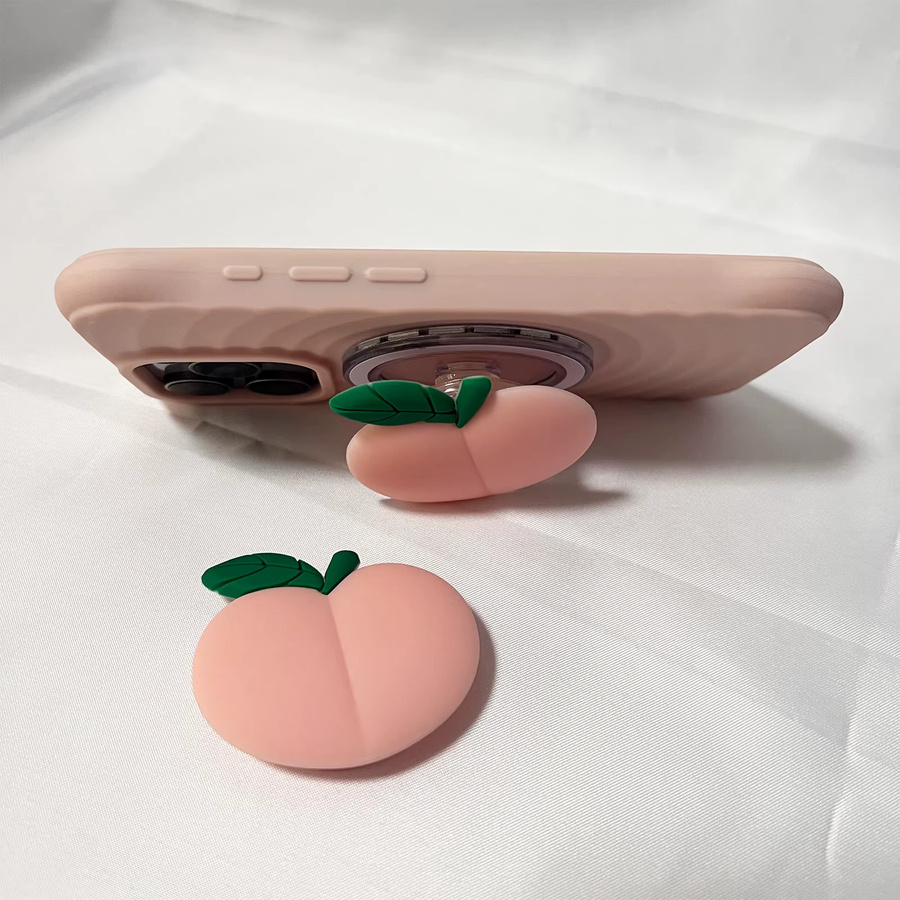 Handyhülle mit Cartoon Pfirsich Silikon Grip Tok Ständer für iPhone 17 Pro Max und iPhone 16 Pro Max in Pink - Bild 2