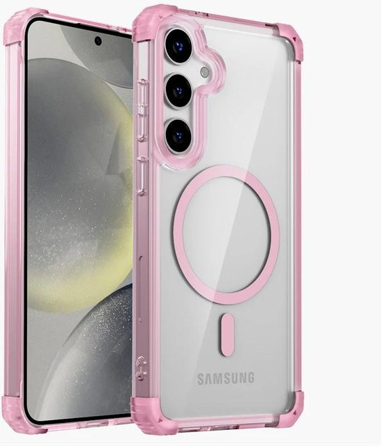 Stoßfeste transparente Rüstung-Schutzhülle mit MagSafe-Kompatibilität für Samsung Galaxy S25 S24 S23 S22 S21 Note 20 Ultra Plus S24FE S23FE in Rosa - Bild 1