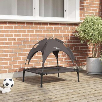 vidaXL Hundebett braun aus Metall mit Stoffoberfläche, B/T/H: 62 x 48 x 61 cm - Bild 2