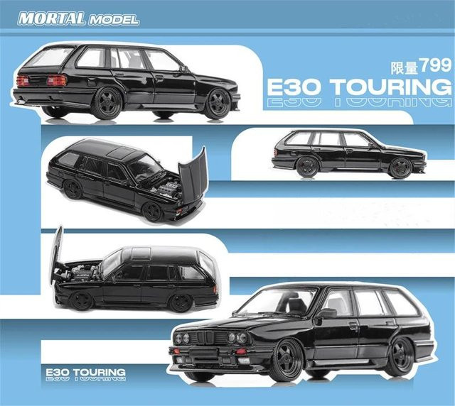 Linyi Toy Car E30 Touring, Diecast Modellauto, 1:64, Schwarz Blau Orange Weiß, ab 14 Jahren - Bild 1
