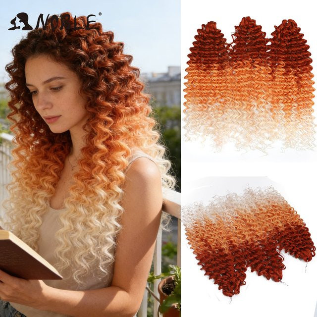 Noble Haarverlängerung, 24 Zoll, Ombre Orange bis Blond, tief gewellt, Damen - Bild 1
